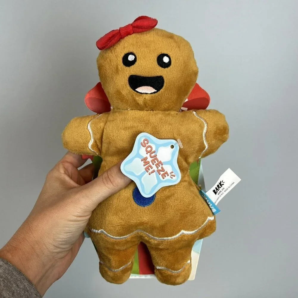 BARK Gnawty or Nice Gingerbroad Gingerbread Girl Christmas Dog Toy New Barkbox